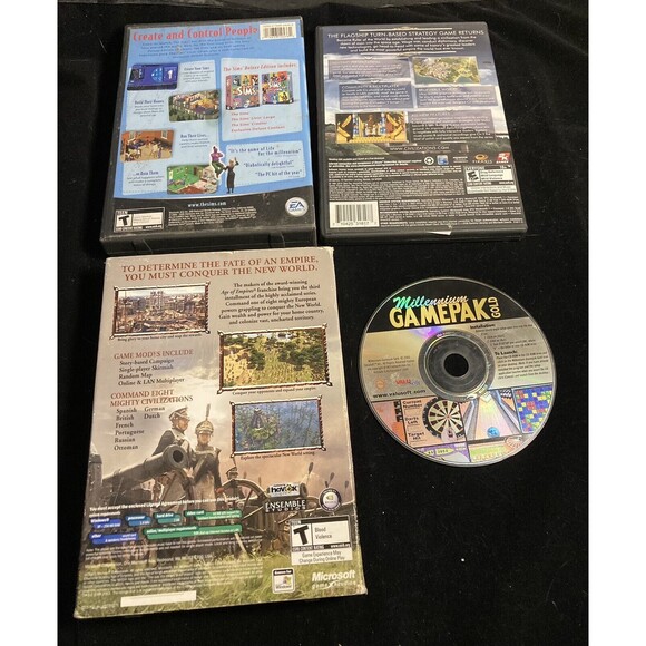 PC Games Lot of 4 Age Of Empires 3 The Sims Civilization Millennium GamePak Gold - Picture 2 of 2
